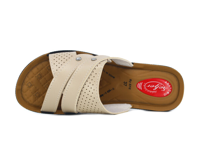 Efe Zenne 671 Pedli Poşetli Günlük Terlik Krem - Efe (1)