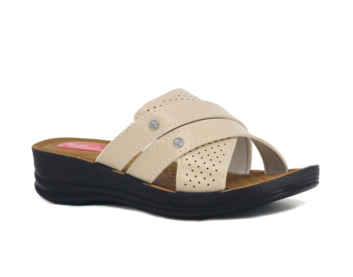 Efe Zenne 671 Pedli Poşetli Günlük Terlik Krem - Efe