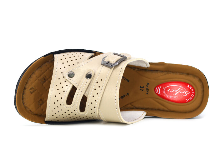 Efe Zenne 686 Pedli Poşetli Günlük Terlik Krem - Efe (1)