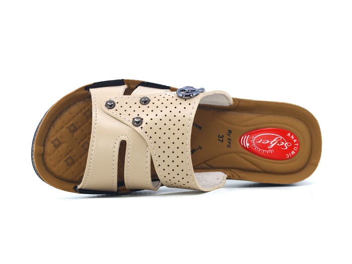 Efe Zenne 690 Pedli Poşetli Günlük Terlik Krem - Efe (1)