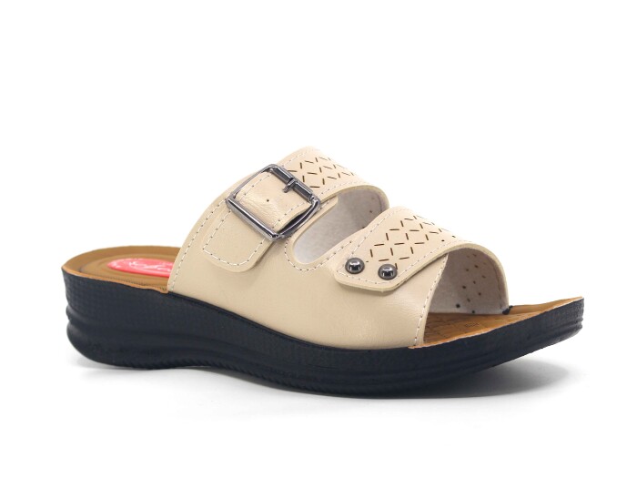 Efe Zenne 697 Pedli Poşetli Günlük Terlik Krem 