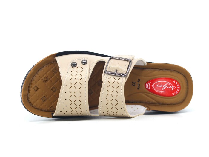 Efe Zenne 697 Pedli Poşetli Günlük Terlik Krem - Efe (1)