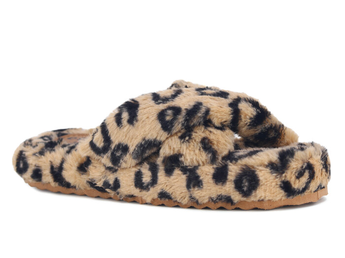 Efolle Zenne Çapraz Leoparlı Açık Ev Terliği Camel - 1