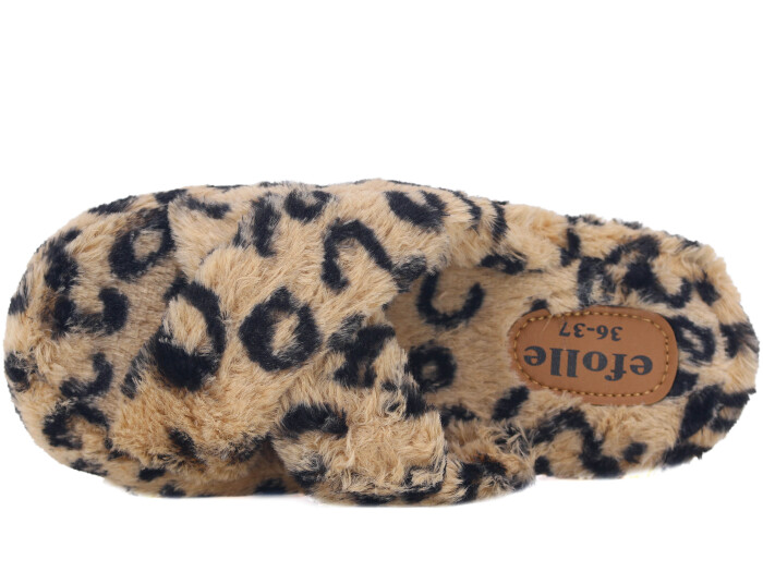 Efolle Zenne Çapraz Leoparlı Açık Ev Terliği Camel - 2