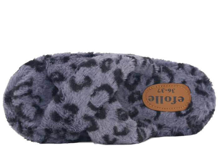 Efolle Zenne Çapraz Leoparlı Açık Ev Terliği Füme - 2