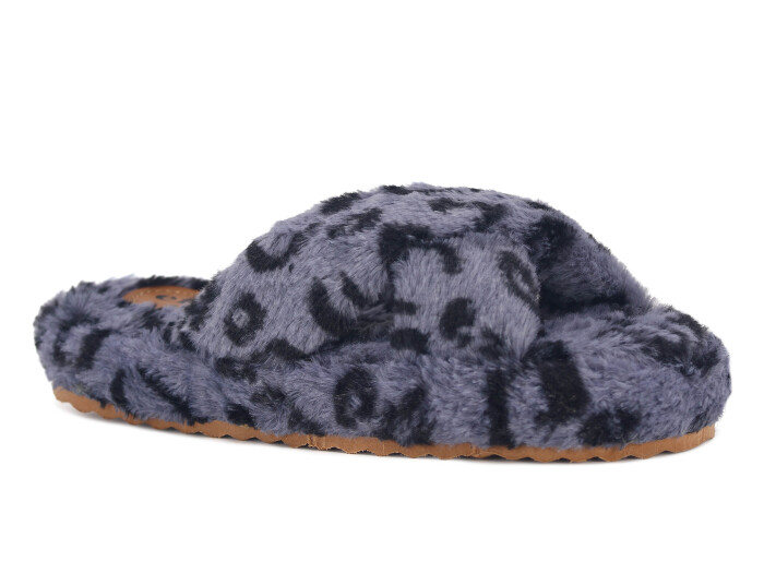 Efolle Zenne Çapraz Leoparlı Açık Ev Terliği Füme - Efolle