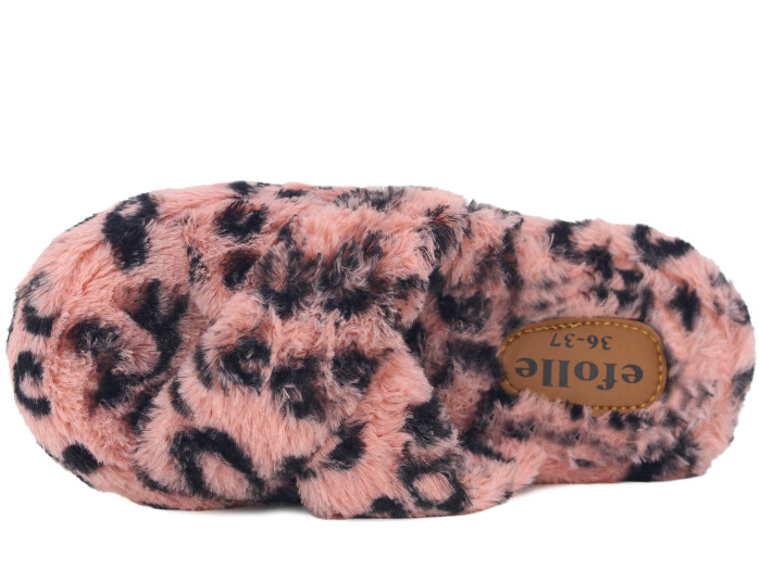 Efolle Zenne Çapraz Leoparlı Açık Ev Terliği Pembe - Efolle (1)