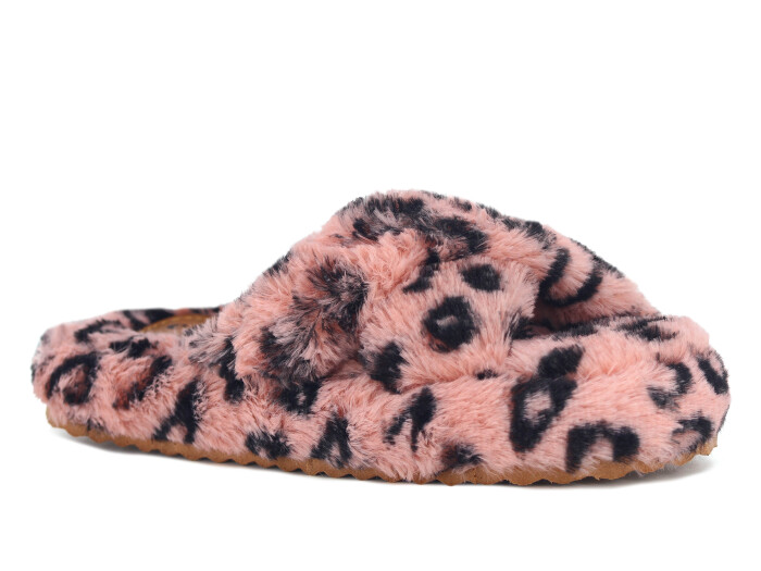 Efolle Zenne Çapraz Leoparlı Açık Ev Terliği Pembe - Efolle