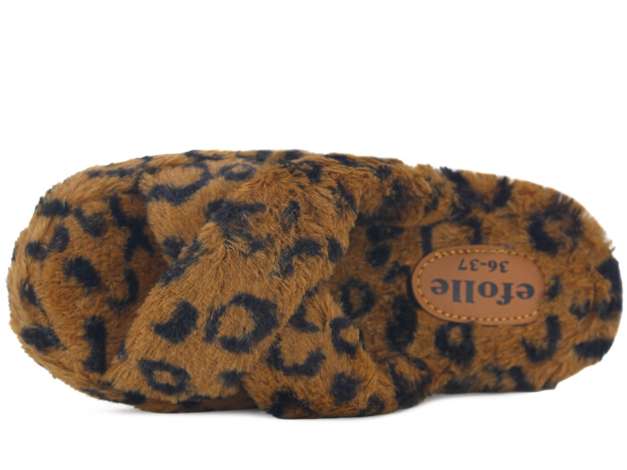 Efolle Zenne Çapraz Leoparlı Açık Ev Terliği Taba - 2