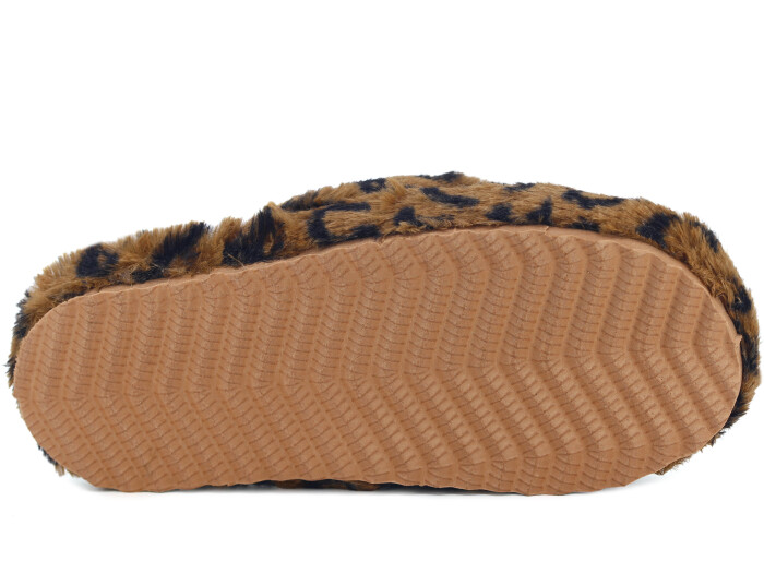 Efolle Zenne Çapraz Leoparlı Açık Ev Terliği Taba - 3