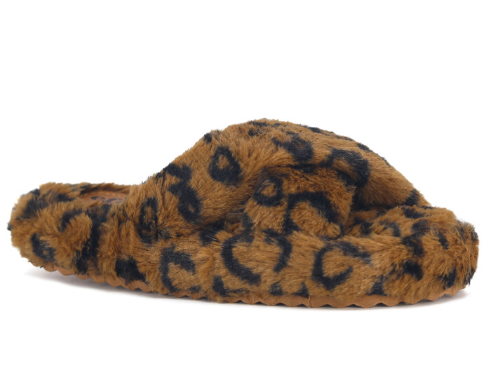 Efolle Zenne Çapraz Leoparlı Açık Ev Terliği Taba - Efolle