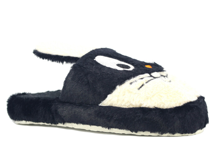 Efolle Zenne Hayvanlı Atom Kapalı Ev Terliği Tavşanlı Siyah - 1