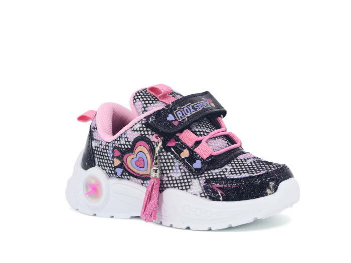 Efor Patik 103 Işıklı Riox Anorak Spor Ayakkabı Siyah - Pembe Desenli - 1