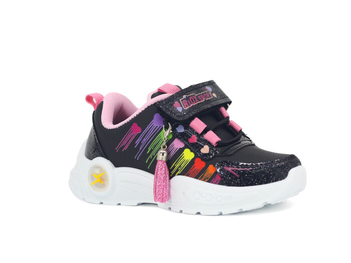 Efor Patik 2025 Riox Işıklı Cilt Spor Ayakkabı Siyah - Pembe Desenli - Efor