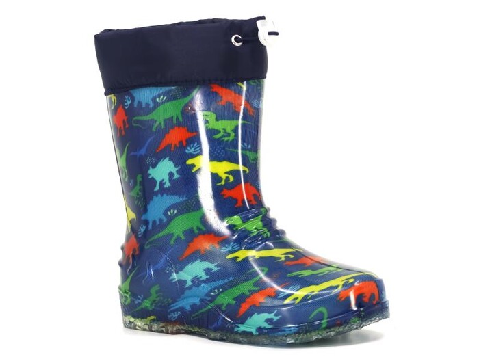 Emek Filet PVC Peluşlu Yağmur Çizme Dinazorlu Lacivert - Emek