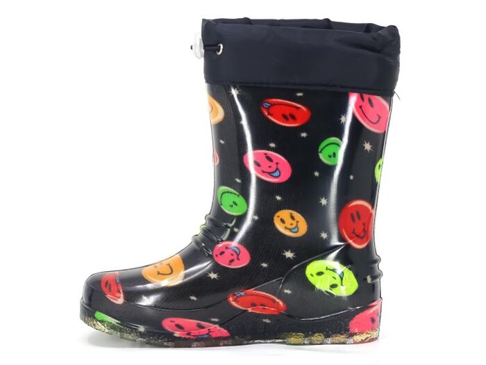 Emek Filet PVC Peluşlu Yağmur Çizme Emoji Siyah - Emek (1)