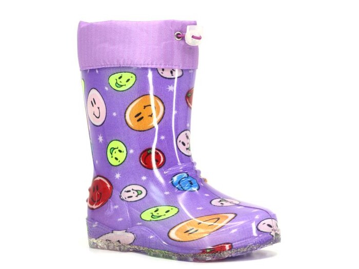 Emek Filet PVC Peluşlu Yağmur Çizme Emojili Lila 