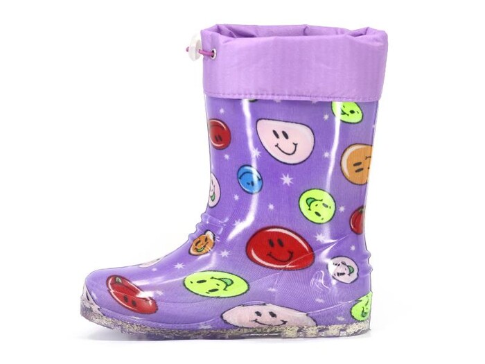 Emek Filet PVC Peluşlu Yağmur Çizme Emojili Lila - 2