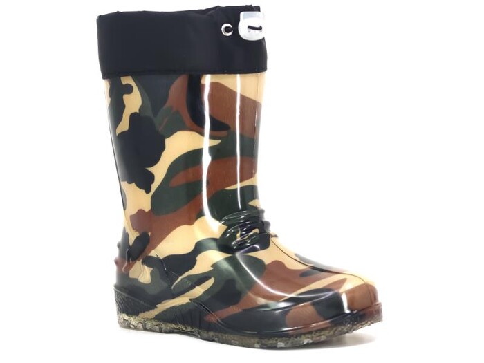 Emek Filet PVC Peluşlu Yağmur Çizme Haki Kamuflaj - Emek