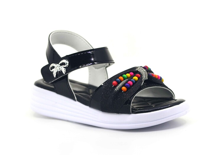 Enes Filet 7307 Kutulu Kız Sandalet Siyah 