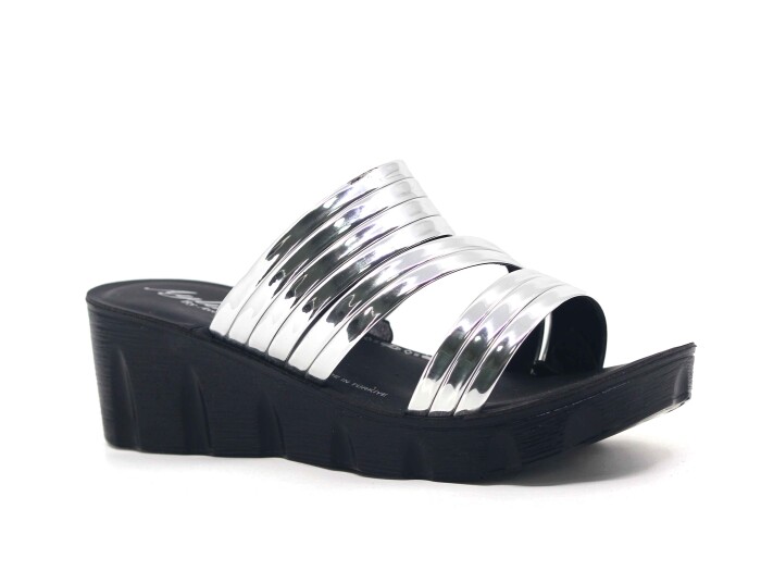 Enes Zenne 6303 Aylin Bantlı Günlük Terlik Gümüş - 1