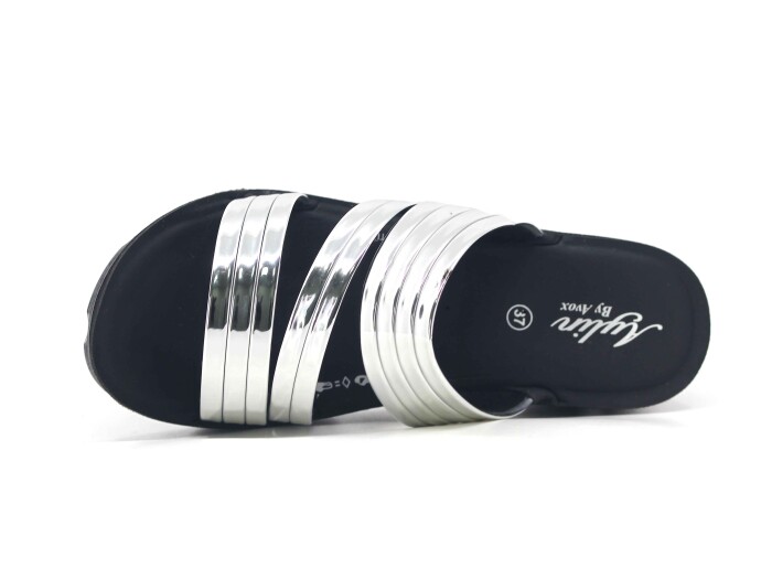 Enes Zenne 6303 Aylin Bantlı Günlük Terlik Gümüş - 3