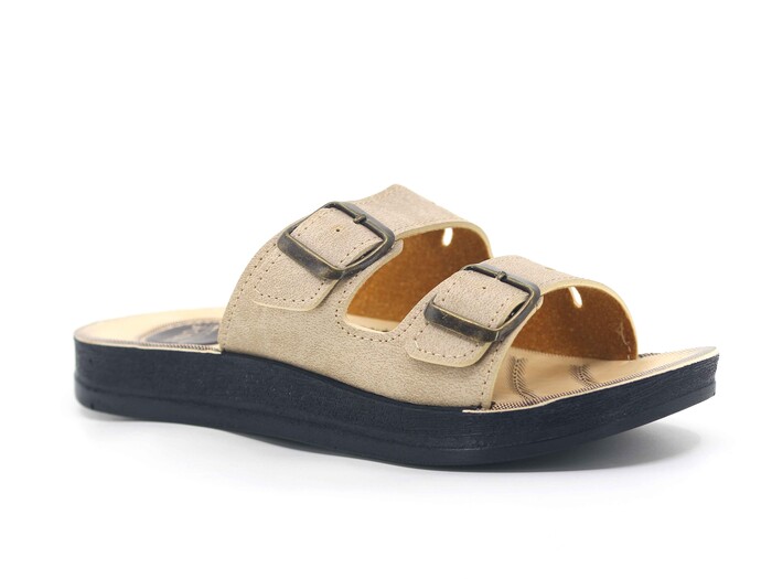 Enes Zenne 6602 Hande Çift Toka Poşetli Günlük Terlik Bej - 1