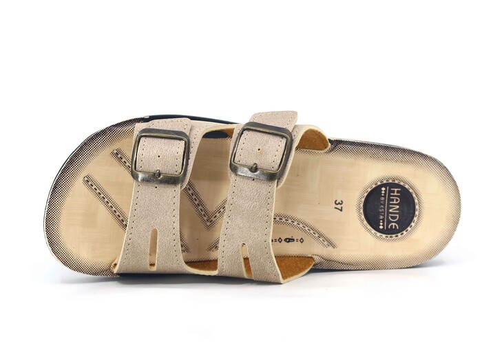 Enes Zenne 6602 Hande Çift Toka Poşetli Günlük Terlik Bej - Enes (1)