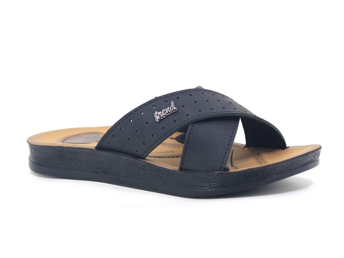 Enes Zenne 6605 Hande Çapraz Poşetli Günlük Terlik Siyah - 1