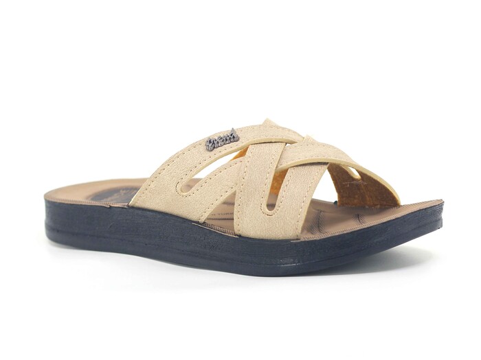 Enes Zenne 6607 Hande Geçmeli Poşetli Günlük Terlik Bej - 1