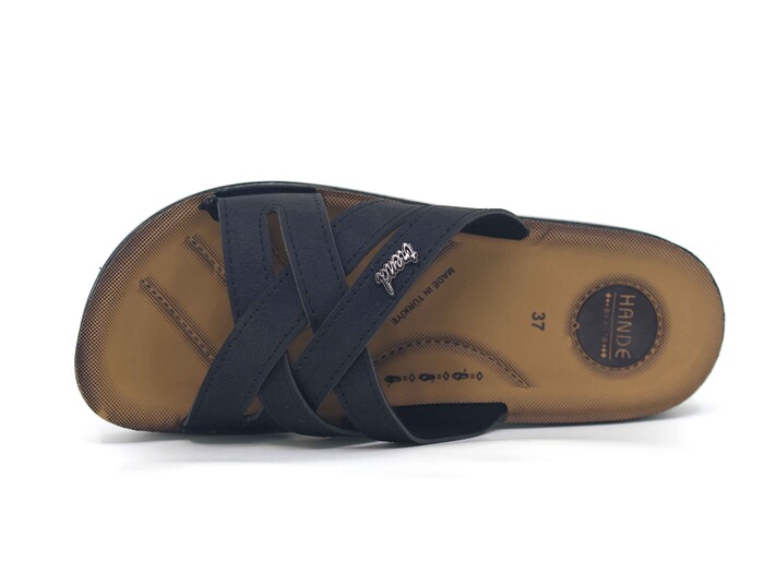 Enes Zenne 6607 Hande Geçmeli Poşetli Günlük Terlik Siyah - Enes (1)