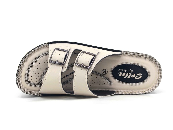 Enes Zenne 6802 Selin Çift Toka Pedli Kutulu Günlük Terlik Bej - 2