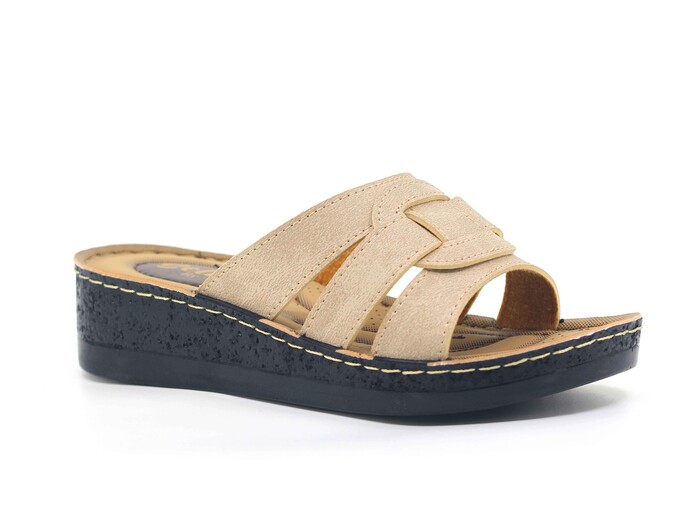 Enes Zenne 6803 Selin Geçmeli Pedli Kutulu Günlük Terlik Bej - 1