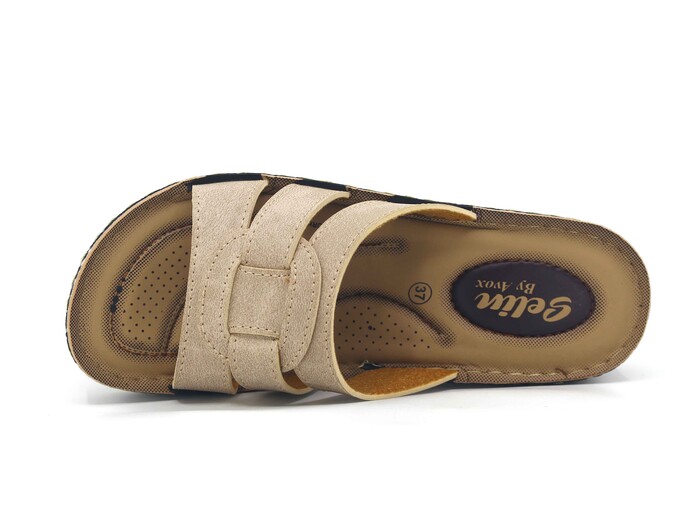 Enes Zenne 6803 Selin Geçmeli Pedli Kutulu Günlük Terlik Bej - Enes (1)