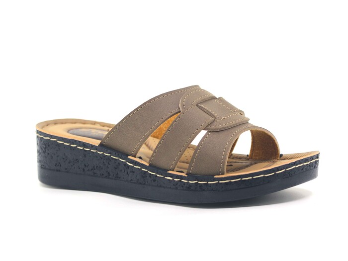 Enes Zenne 6803 Selin Geçmeli Pedli Kutulu Günlük Terlik Vizon - Enes