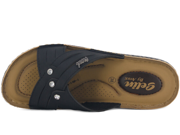 Enes Zenne 6810 Selin Pedli Kutulu Günlük Terlik Siyah - 2