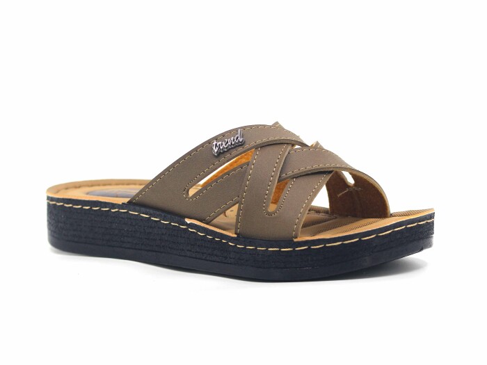 Enes Zenne 6907 Leman Geçmeli Trend Kutulu Günlük Terlik Vizon - Enes