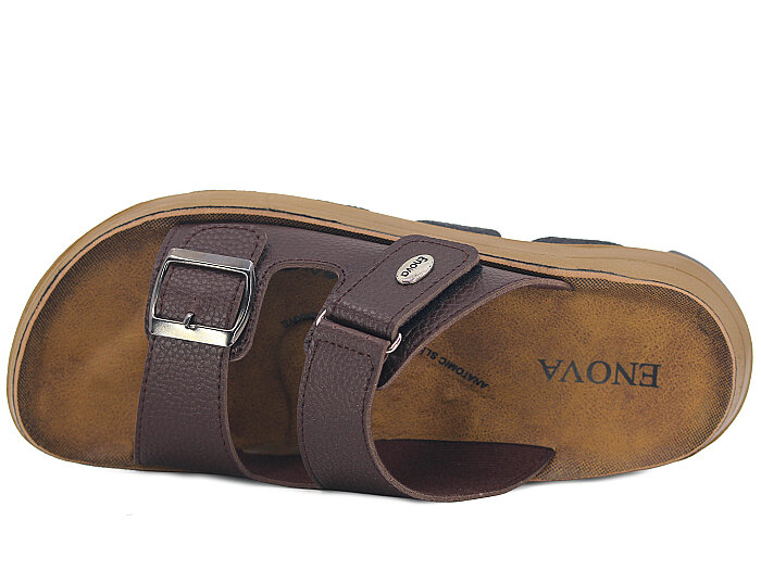 Enova Merdane M09-0203 Monta Çift Toka Kutulu Günlük Terlik Kahve - Enova (1)