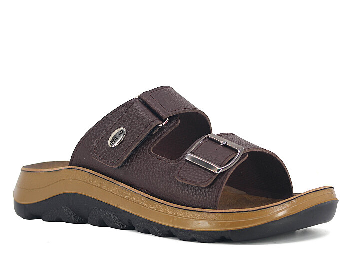 Enova Merdane M09-0203 Monta Çift Toka Kutulu Günlük Terlik Kahve - 1