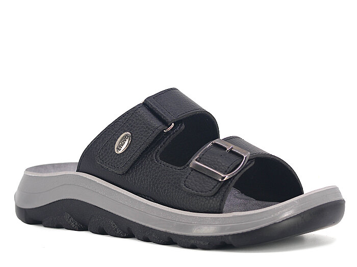 Enova Merdane M09-0203 Monta Çift Toka Kutulu Günlük Terlik Siyah - 1