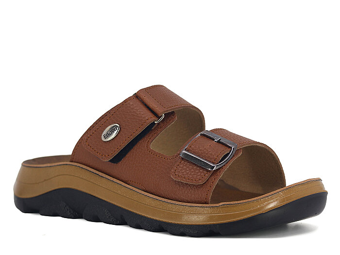 Enova Merdane M09-0203 Monta Çift Toka Kutulu Günlük Terlik Taba - Enova