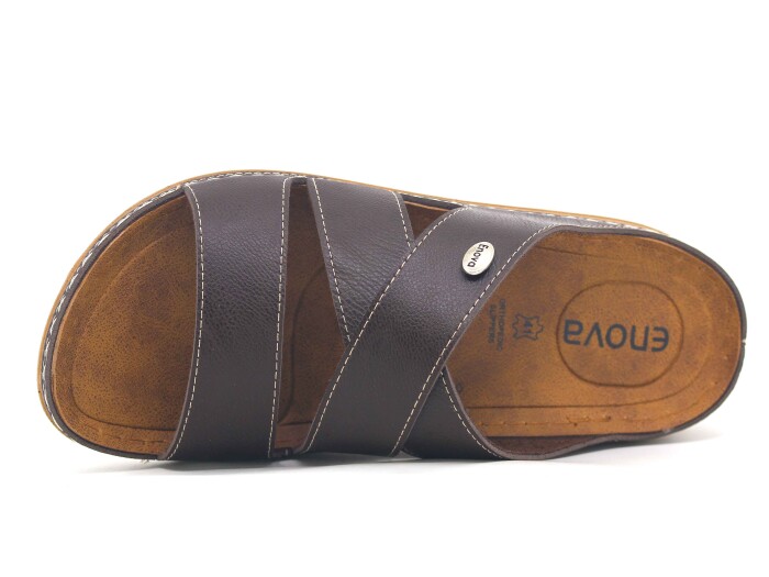 Enova Merdane M224-0105 Düz Çapraz Monta Kutulu Günlük Terlik Kahve - 2