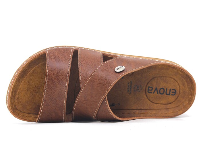 Enova Merdane M224-0105 Düz Çapraz Monta Kutulu Günlük Terlik Taba - Enova (1)