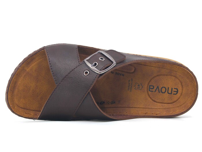 Enova Merdane M224-0112 Çapraz Tokalı Monta Kutulu Günlük Terlik Kahve - 2