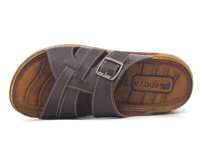 Enova Merdane M226-0108 Geçmeli Tokalı Kutulu Günlük Terlik Kahve - Enova (1)