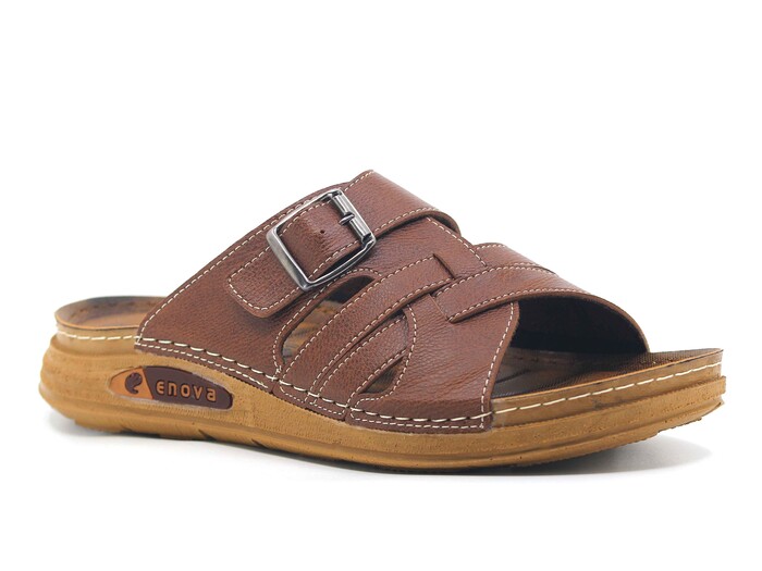 Enova Merdane M226-0108 Geçmeli Tokalı Kutulu Günlük Terlik Taba - 1