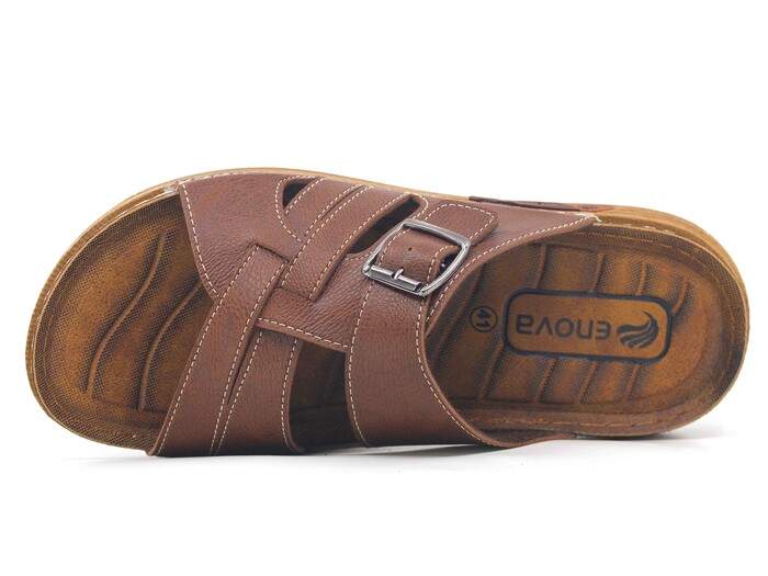 Enova Merdane M226-0108 Geçmeli Tokalı Kutulu Günlük Terlik Taba - 2