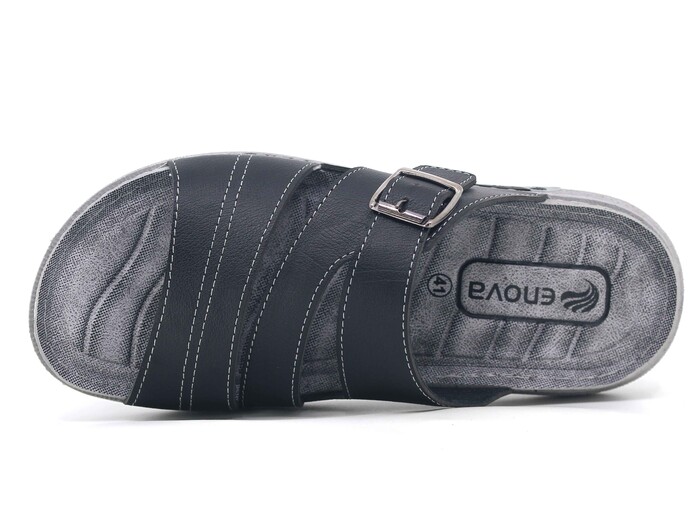 Enova Merdane M226-0109 Üç Bant Monta Kutulu Günlük Terlik Siyah - Enova (1)