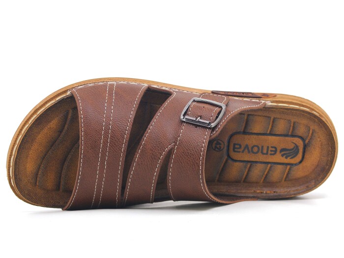 Enova Merdane M226-0109 Üç Bant Monta Kutulu Günlük Terlik Taba - Enova (1)