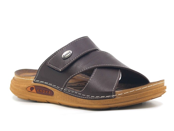 Enova Merdane M226-0118 Çapraz Kutulu Günlük Terlik Kahve - Enova